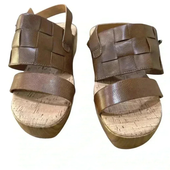 Korks Ease Women's Fraya Slingback Wedge Platform Sandals Brown Size 8 EUC - Picture 3 of 6